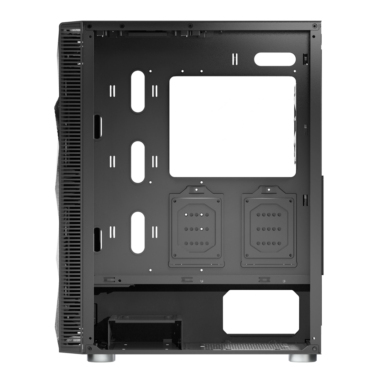 Montech X3 Mesh Black - 3x 140 mm statiska RGB-fläktar + 3x 120 mm statiska RGB-fläktar, sidosvängbart härdat glas