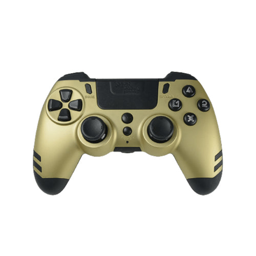 Steelplay MetalTech – trådløs controller i guld til PS4 og PC – set skråt fra siden
