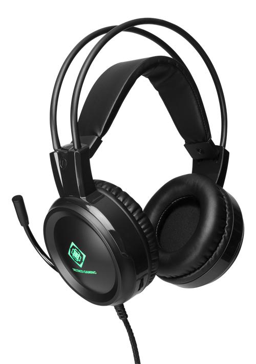 Deltaco - DH110 Stereo Gaming Headset - 50mm Drivrutiner - LED - Svart