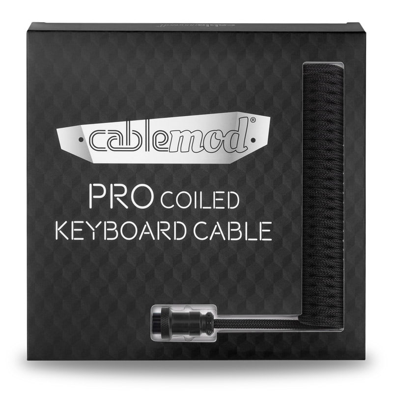 CableMod Pro Coiled Keyboard Kabel USB A Till USB Typ C, Midnight Black - 150cm