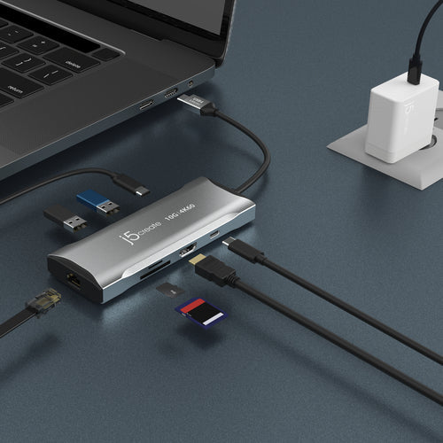 j5create – 4K/60 Hz USB-C mini-dock med 10 Gbit/s USB – Laptop og USB-udstyr som eksempel