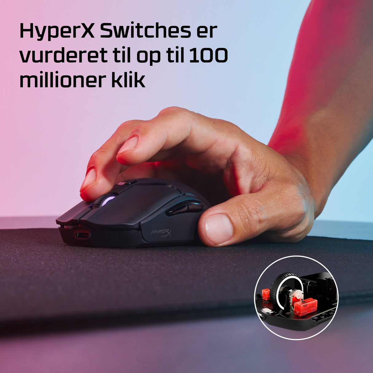 HyperX Pulsefire Haste 2 Mini Optisk Trådlös Kabel Svart