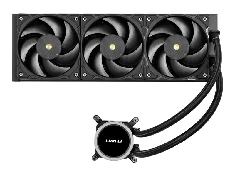 Lian Li Galahad II Trinity Performance 360 Black - 3 Utbytbara Utseenden, RPM-omkopplarkontroll, Dubbelvågsradiatorpassningar, 4200 RPM Pumpmotor