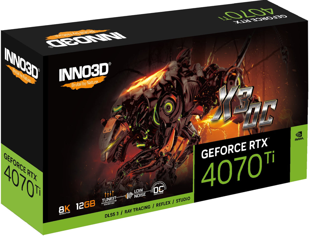 Inno3D GeForce RTX 4070 Ti X3 OC - 12GB GDDR6X RAM - Grafikkort