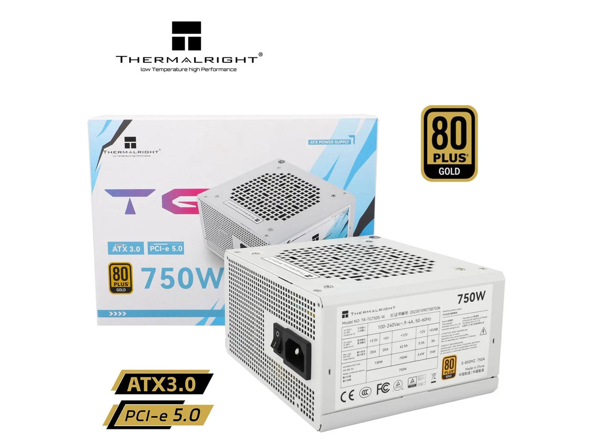 Thermalright TR-TG 750S-W White- PSU, 80+ Guld, 750W, Icke-modulär