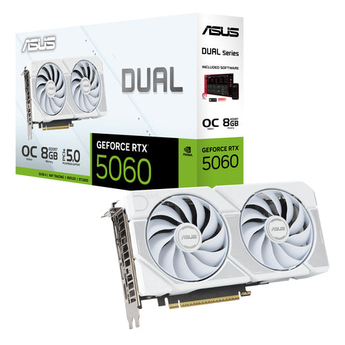 ASUS GeForce RTX 5060 DUAL OC WHITE 8GB, graphics card DLSS 4, 3x DisplayPort, 1x HDMI 2.1