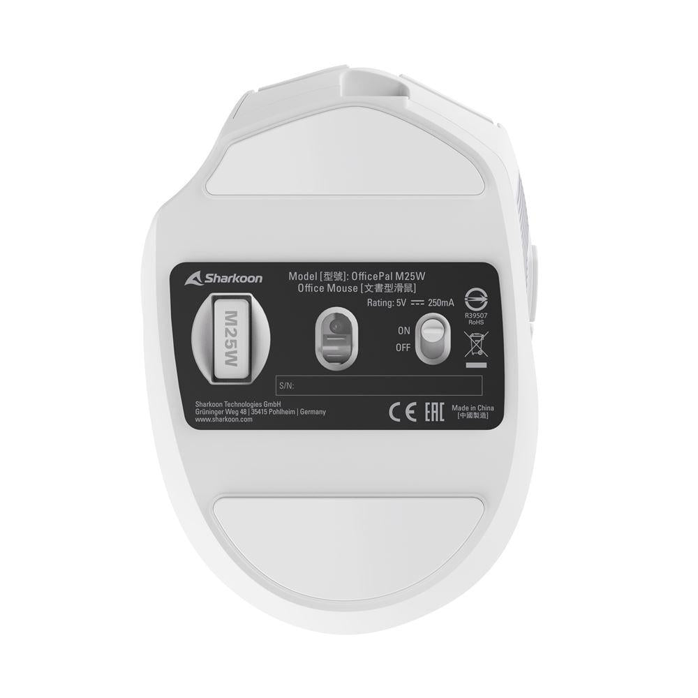 Sharkoon OfficePal M25W White 4000 DPI 69g 2.4GHz Wireless 50h Rechargeable Mouse Sharkoon