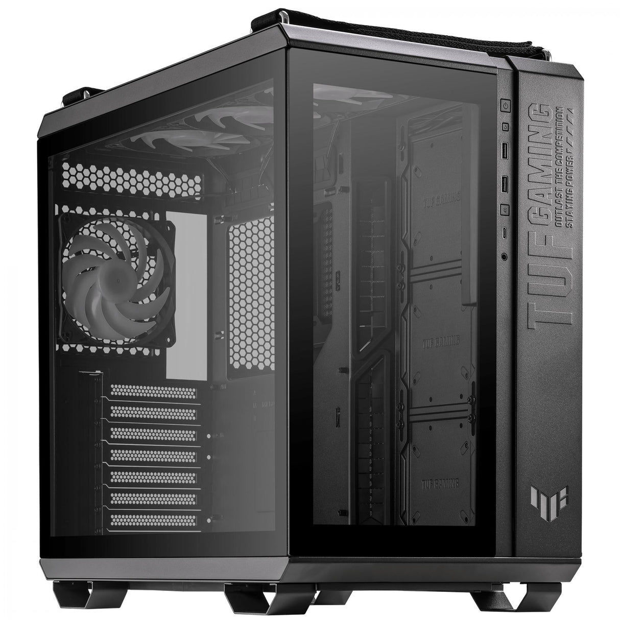ASUS TUF Gaming GT502 PLUS Tempered Glass Dual Chamber Case Black w. 4x120mm Pre-installed ARGB Fans