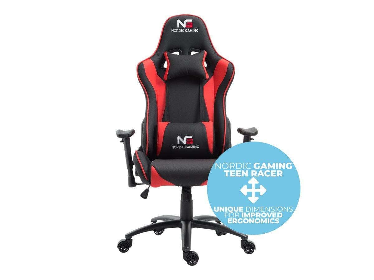 Nordic Gaming Junior Gaming Stol Röd/Svart 12-16 år