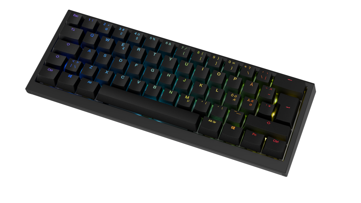 Ducky One X - Black Nordic - Mini 60% - Ducky Inductive Switch (analog) Tri-Mode (trådlös, BT, Sladd)