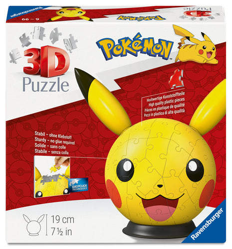 Ravensburger 3D puzzle ball Pokémon Pikachu with ears - German Edition Ravensburger