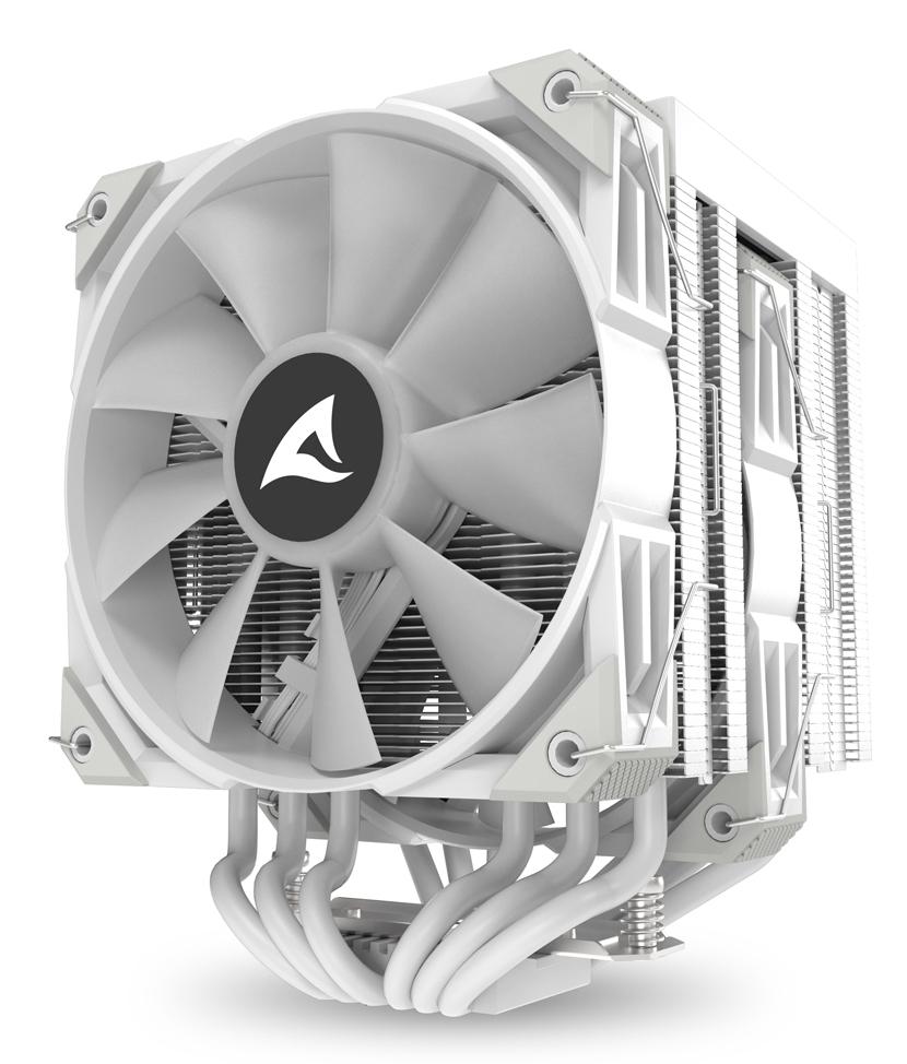 Sharkoon A60 RGB White 260W TDP 6-Heatpipe Dual Tower Dual 120mm PWM FDB ARGB CPU Air Cooler Sharkoon