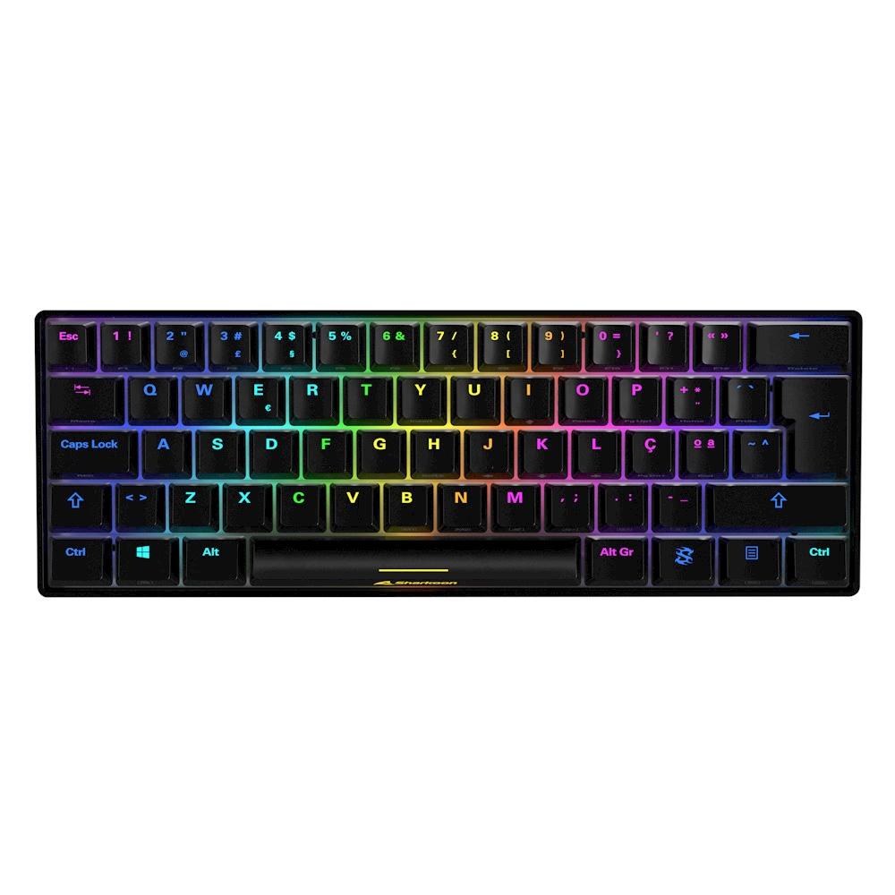 Sort Sharkoon SGK50 S4 tastatur med RGB lys og 60 procent format