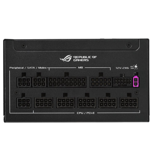 ASUS ROG Strix 850W Platinum – modulære kabelstik set forfra