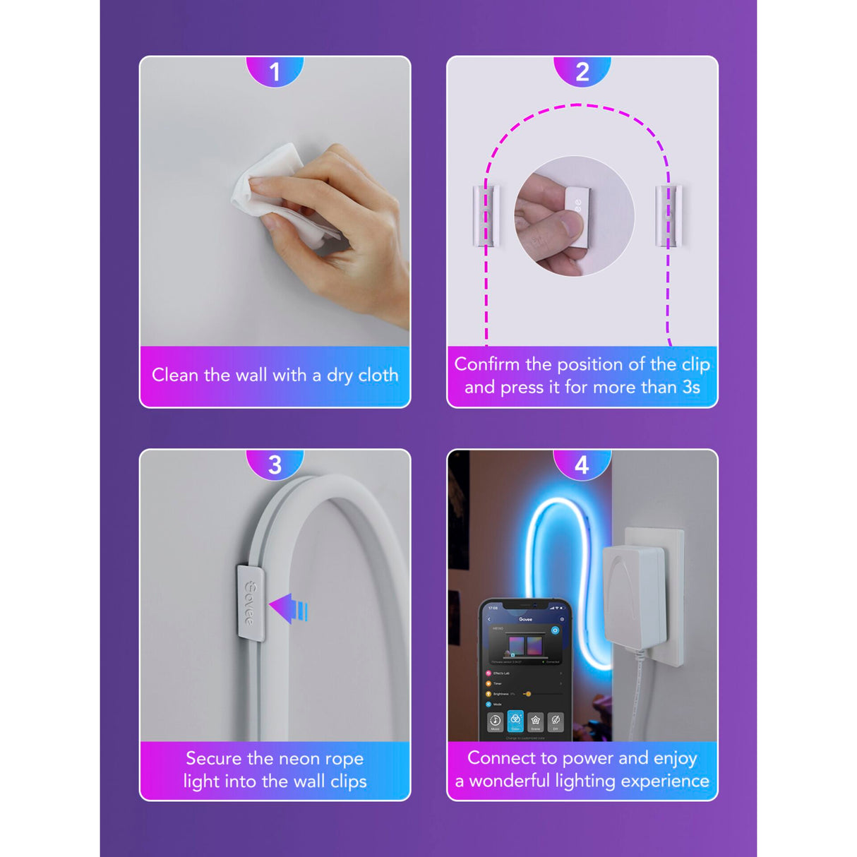 Govee 20x Clips Monteringssats För Neon LED-list H61A1-profil