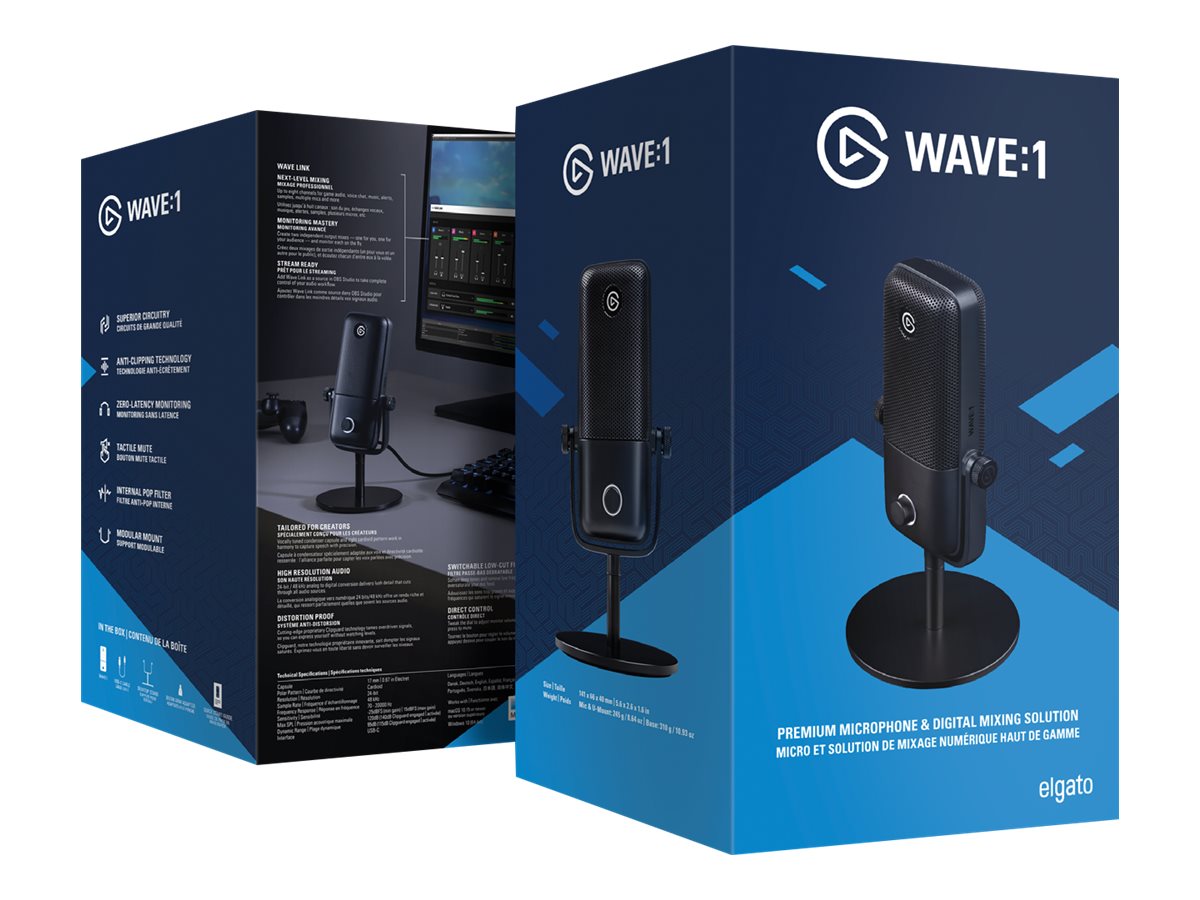 Elgato Wave 1 Mikrofonkabel -25dBFS Cardioid Svart