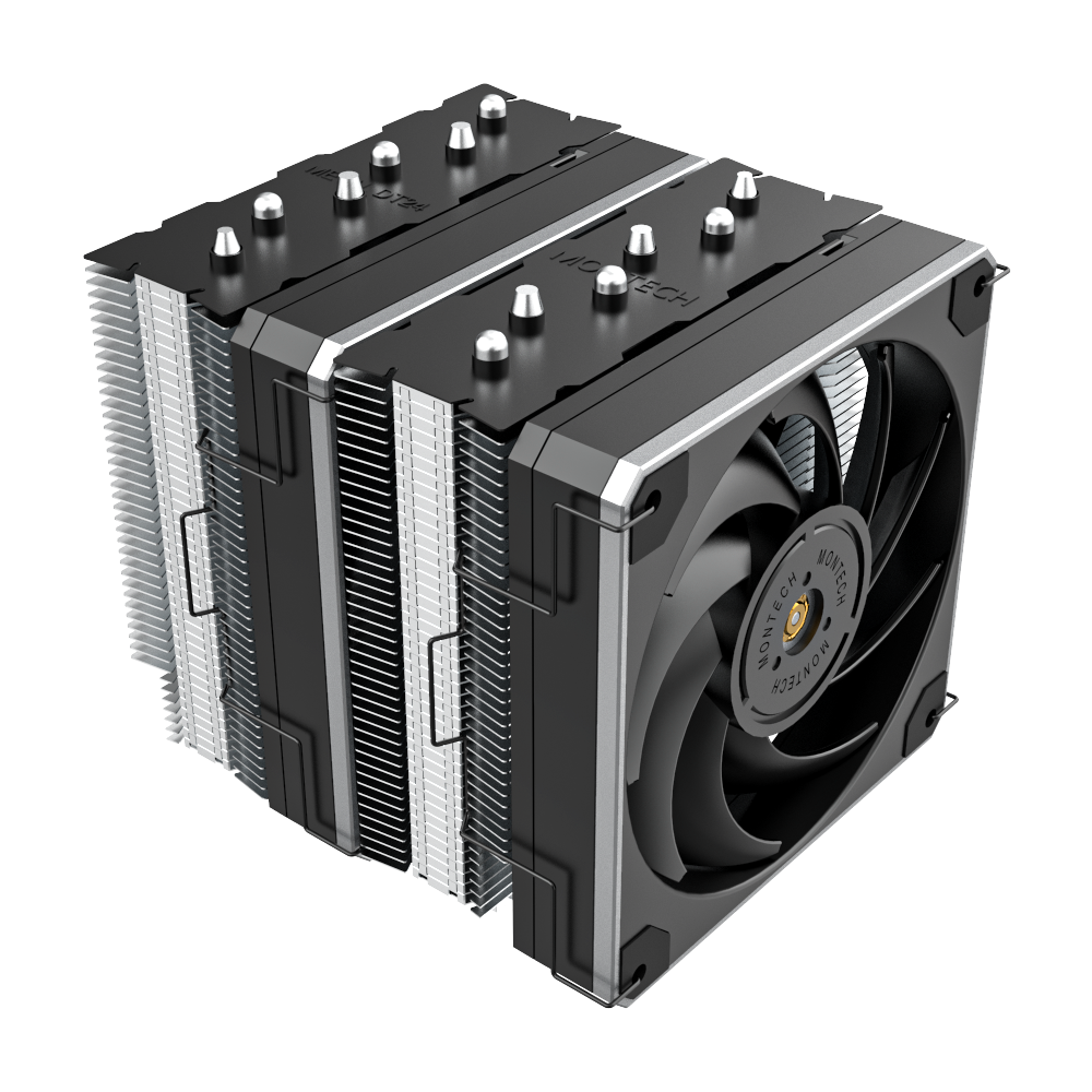 Montech Metal DT24 Base - CPU-kylare, 2x 120 mm PWM-fläktar, LGA1700 + AM5-stöd, 270W TDP