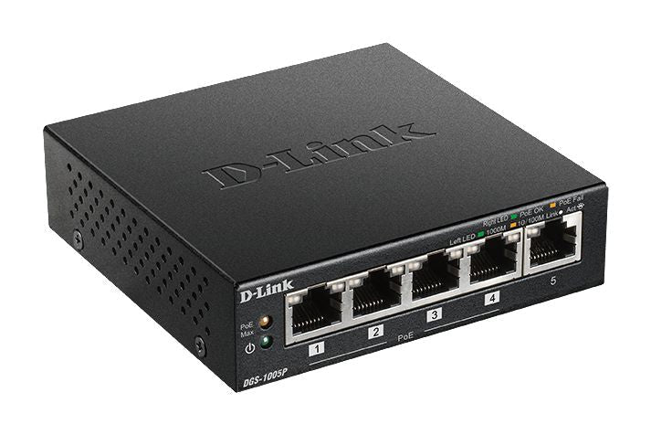 D-Link DGS-1005P/E – 5-port Gigabit PoE+ switch – produktbillede 0