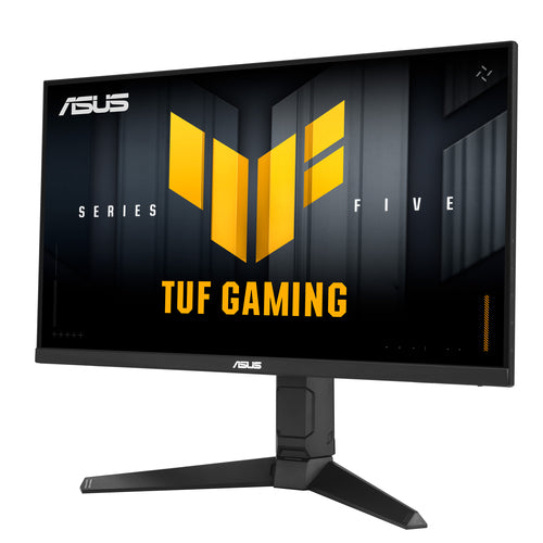 ASUS TUF Gaming VG259QL5A – 24,5" Fast IPS – Full HD – 200 Hz – skærm set skråt fra venstre
