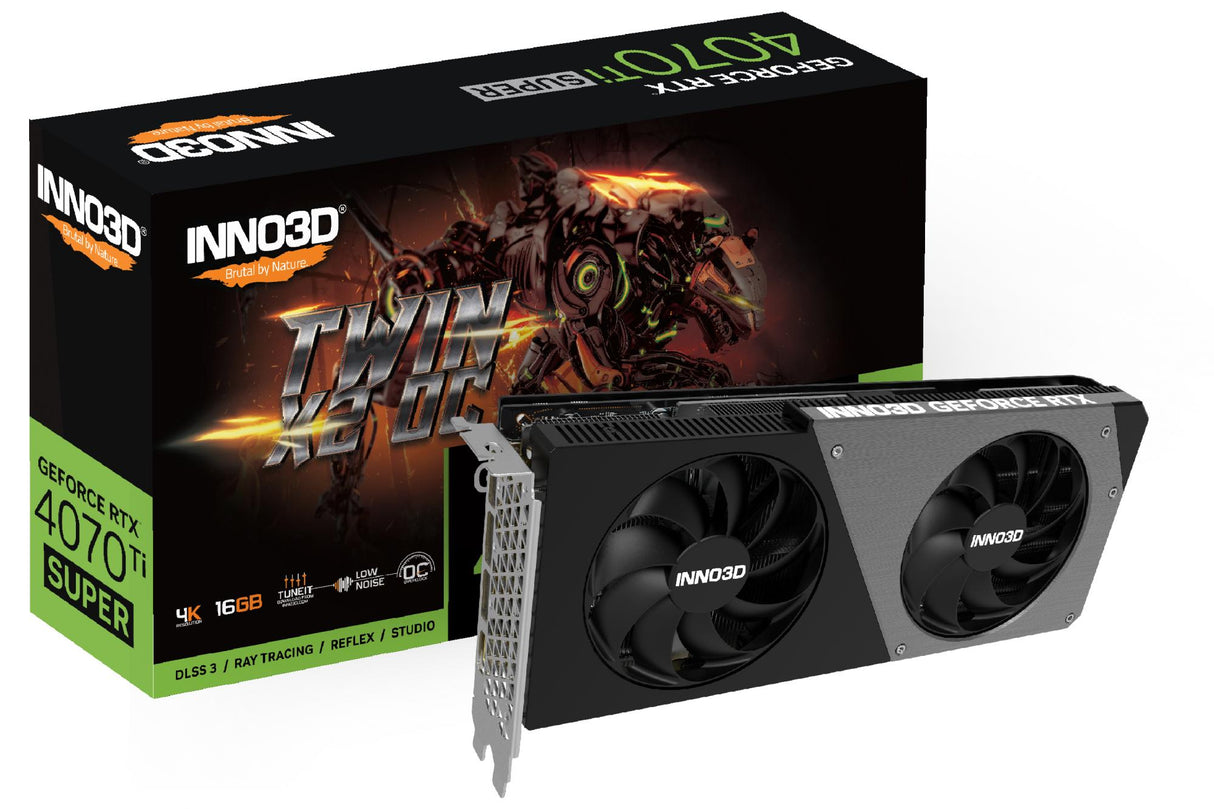 INNO3D GeForce RTX 4070 Ti SUPER TWIN X2 OC, grafikkort (DLSS 3, 3x DisplayPort, 1x HDMI 2.1a)