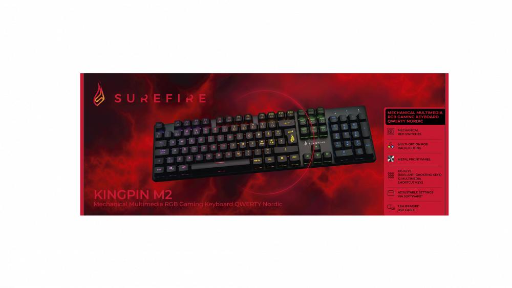 SUREFIRE - KingPin M2 Mekaniskt Gaming RGB-tangentbord QWERTY Nordiskt