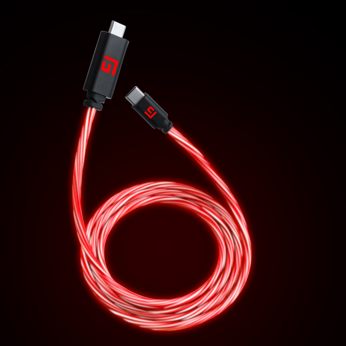 FLYTANDE GRIP 3M USB-C/USB-C-KABEL MED LED-LJUS - RÖTT