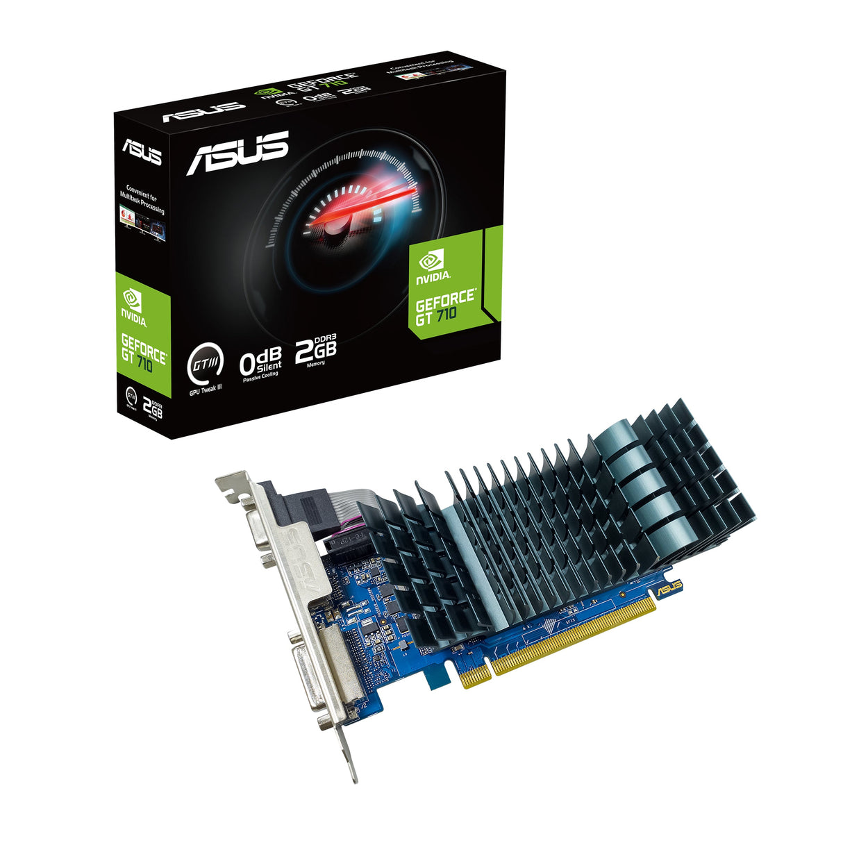 ASUS GeForce GT 710 2GB DDR3 EVO Silent Med Lågprofilfäste