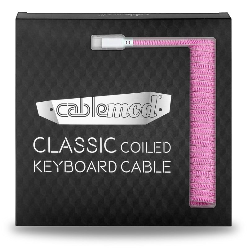 CableMod Classic Coiled Keyboard Kabel USB A Till USB Typ C, Strawberry Cream - 150cm