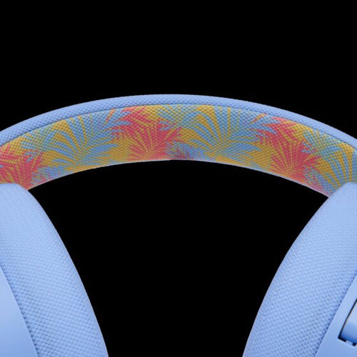 LucidSound LS500 Sunrise Paradise – blåt trådløst gamingheadset – hovedbøjle i nærbillede