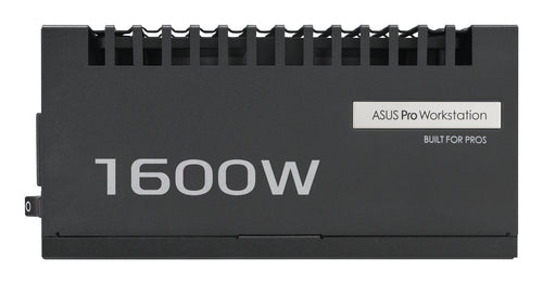 ASUS Pro WS 1600W Platinum – side med ASUS Pro Workstation-logo og 1600W-mærkning