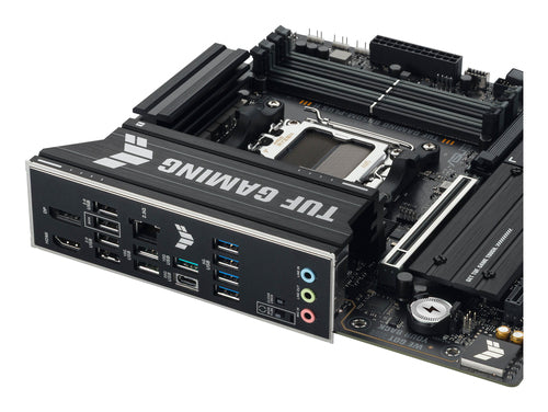 ASUS TUF GAMING B850M-PLUS II set fra bagpanelet