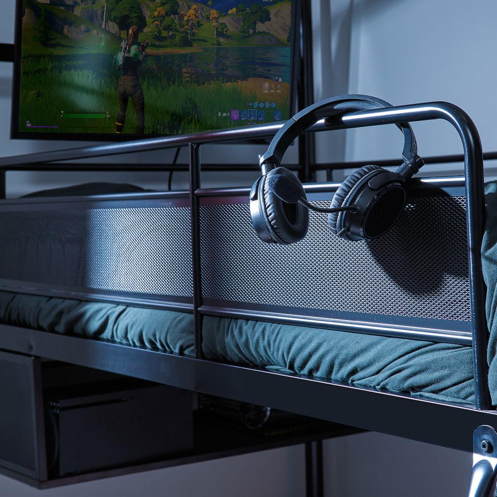 XROCKER CONTRA MID-SLEEPER GAMING VÅNINGSSÄNG MED VÄNDBAR PROFIL - SVART OCH CAMO