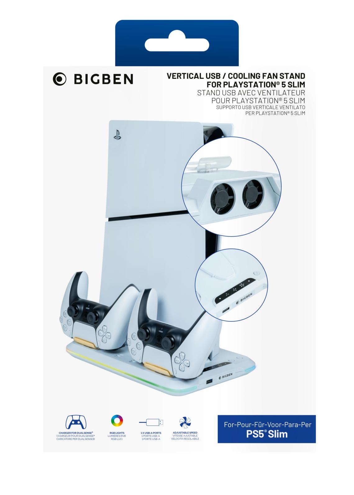 Nacon Laddstation Med Fläkt RGB/USB Hub/fläkt, Vit PS5 Slim