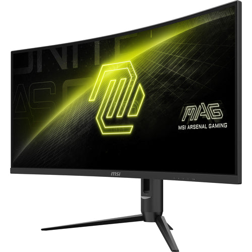MSI MAG 342CQR E2 – 34″ gamingskærm, 3440 × 1440, 180 Hz – forside set skråt fra højre