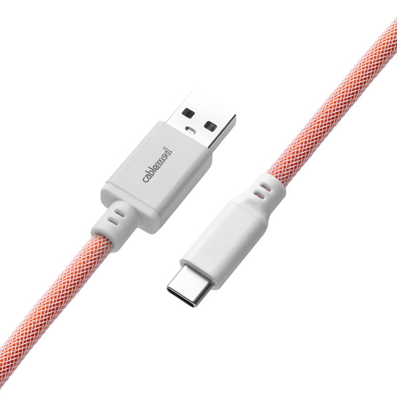CableMod Pro Coiled Keyboard Kabel USB A Till USB Typ C, Orangesicle - 150cm