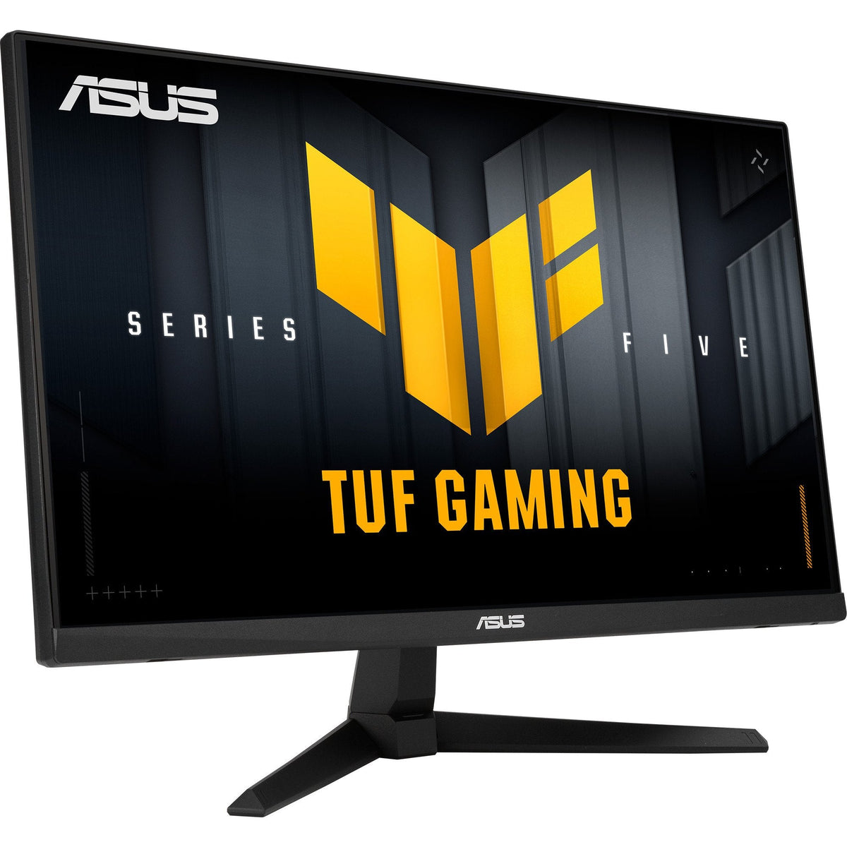 ASUS TUF Gaming VG259QMR5A gamingskærm set skråt forfra