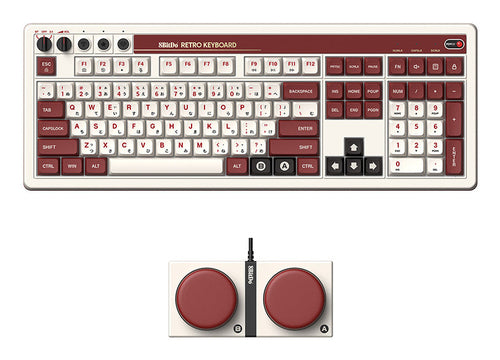 8BitDo Retro 108 Mechanical Keyboard Fami Edition – Full-size tastatur og dobbelte ekstraknapper