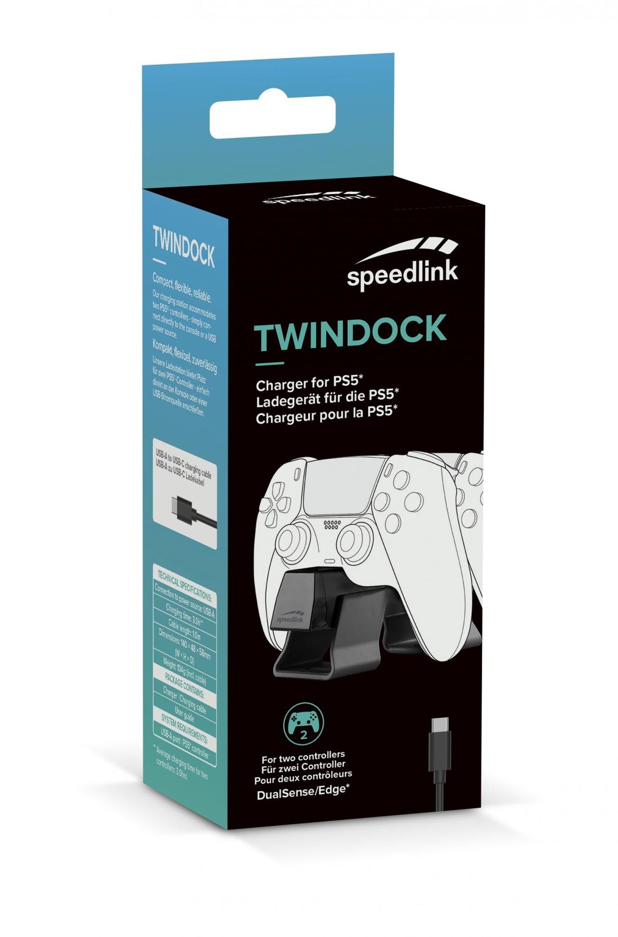 Speedlink - TWINDOCK Laddare För PS5, Svart