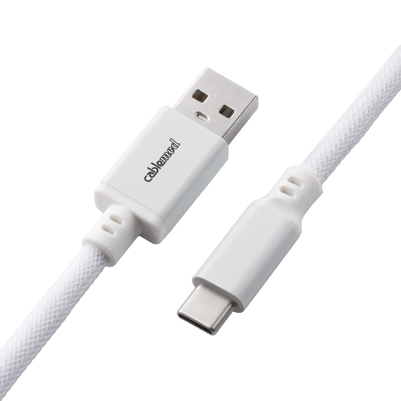 CableMod Pro Coiled Keyboard Kabel USB A Till USB Typ C, Glacier White - 150cm