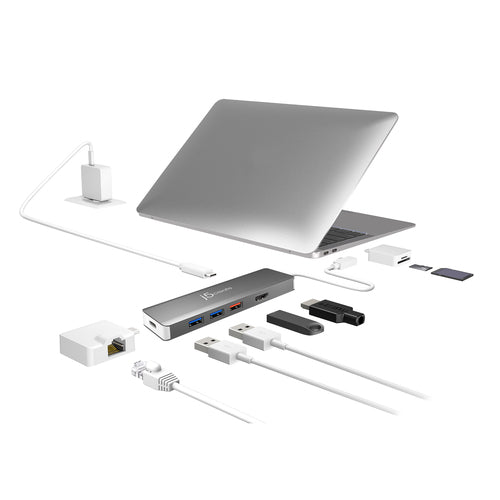 j5create JCD375 – modulær USB-C-dock – Laptop og udstyr som eksempel