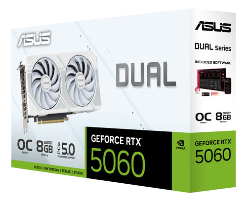 ASUS GeForce RTX 5060 DUAL OC WHITE 8GB, graphics card DLSS 4, 3x DisplayPort, 1x HDMI 2.1