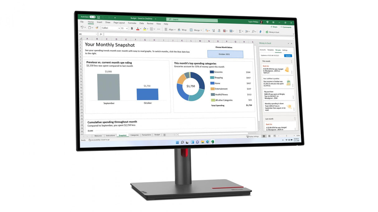 Lenovo ThinkVision P27h-30 27 2560 X 1440 (2K) HDMI DisplayPort USB-C 60Hz Pivot Monitor
