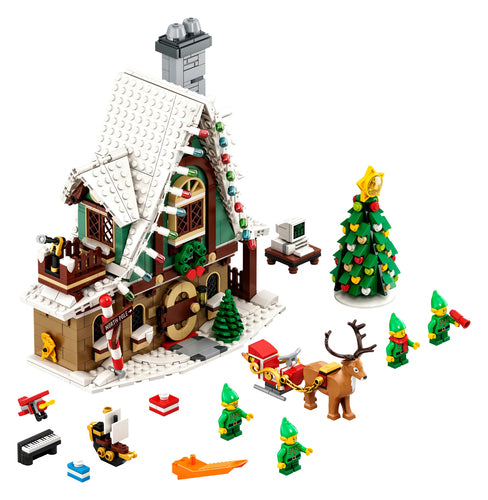 LEGO Icons 10275 – Nisse-klubhus – bygget klubhus med juletræ, slæde og nisser