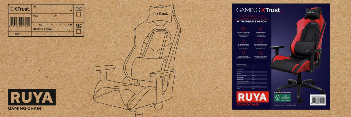 TRUST GXT714R RUYA GAMING CHAIR - RÖD