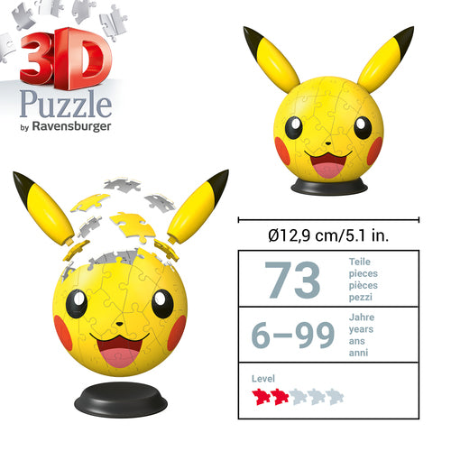 Ravensburger 3D puzzle ball Pokémon Pikachu with ears - German Edition Ravensburger