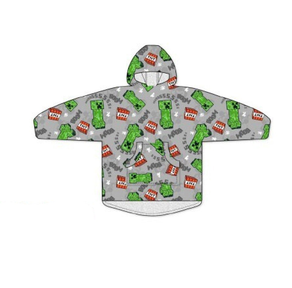 Minecraft Boom slip-on plush fleece blanket, poncho 7-14 years Minecraft