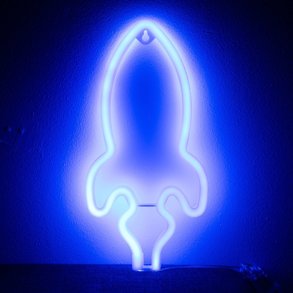 Rymdraket Neon LED-lampa Blå