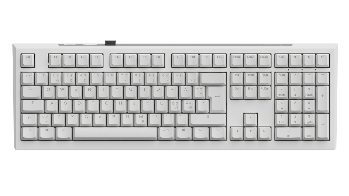 Ducky One X - White Nordic - Fullsize 100% - Ducky Inductive Switch (analog) Tri-Mode (Trådløs, BT, Cord)