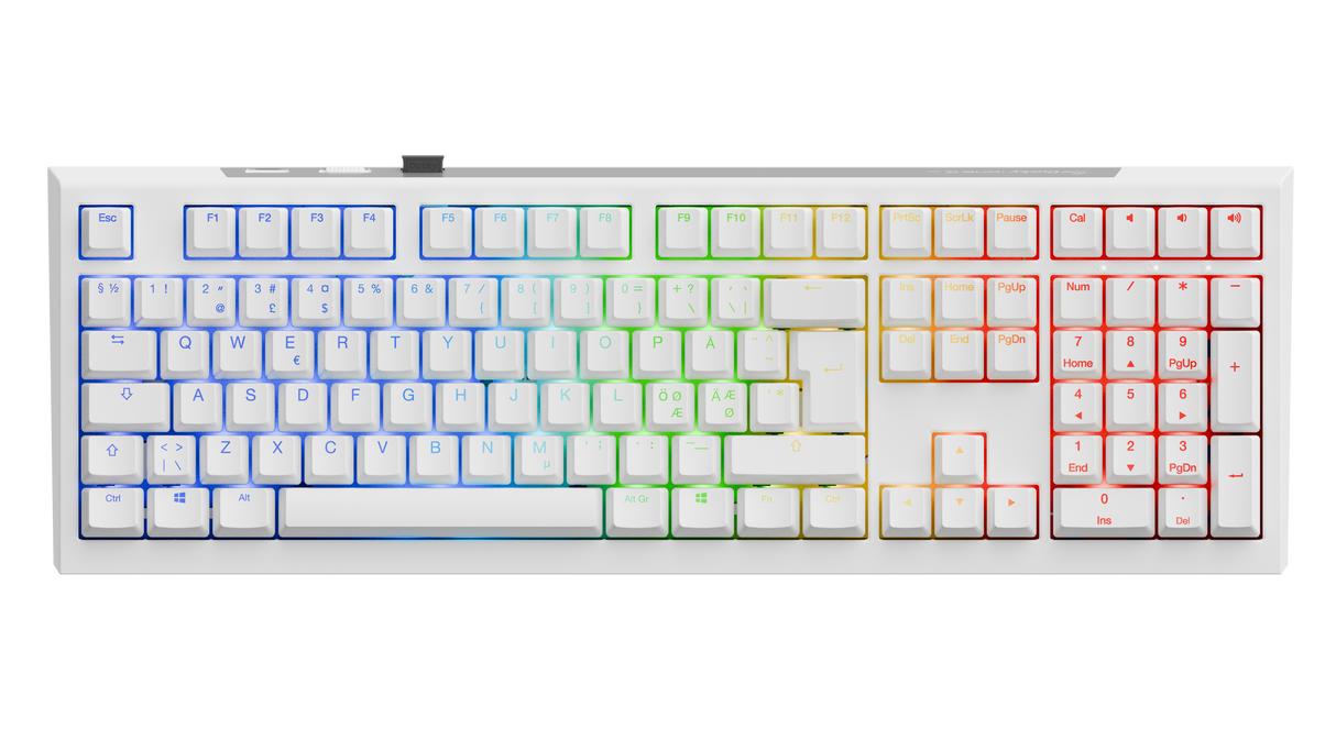 Ducky One X - White Nordic - Fullsize 100% - Ducky Inductive Switch (analog) Tri-Mode (Trådløs, BT, Cord)