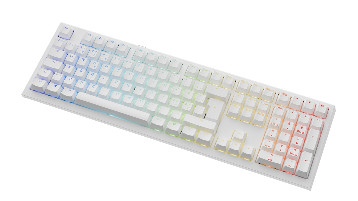 Ducky One X - White Nordic - Fullsize 100% - Ducky Inductive Switch (analog) Tri-Mode (Trådløs, BT, Cord)